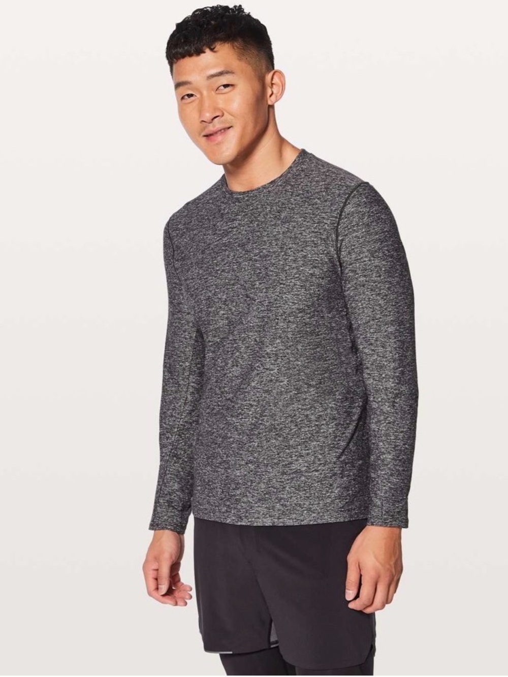 Men's Long Sleeve Heathered Gray Crewneck Shirt